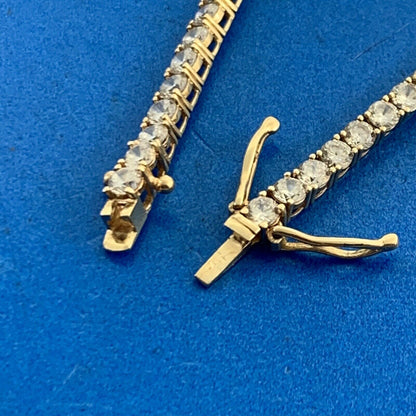 Designer 10K Yellow Gold Round Cubic Zirconia CZ Statement Tennis Bracelet