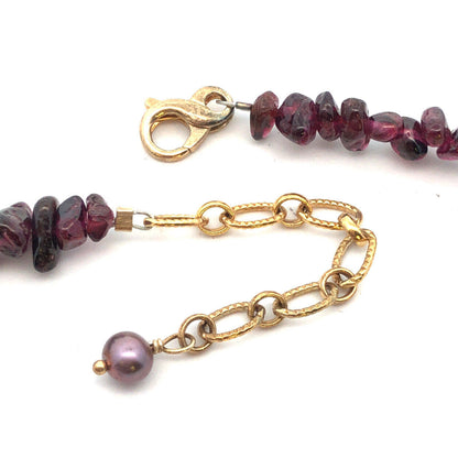 Vintage 925 Sterling Silver Gold Vermeil Amethyst Beaded Garnet Cross Necklace