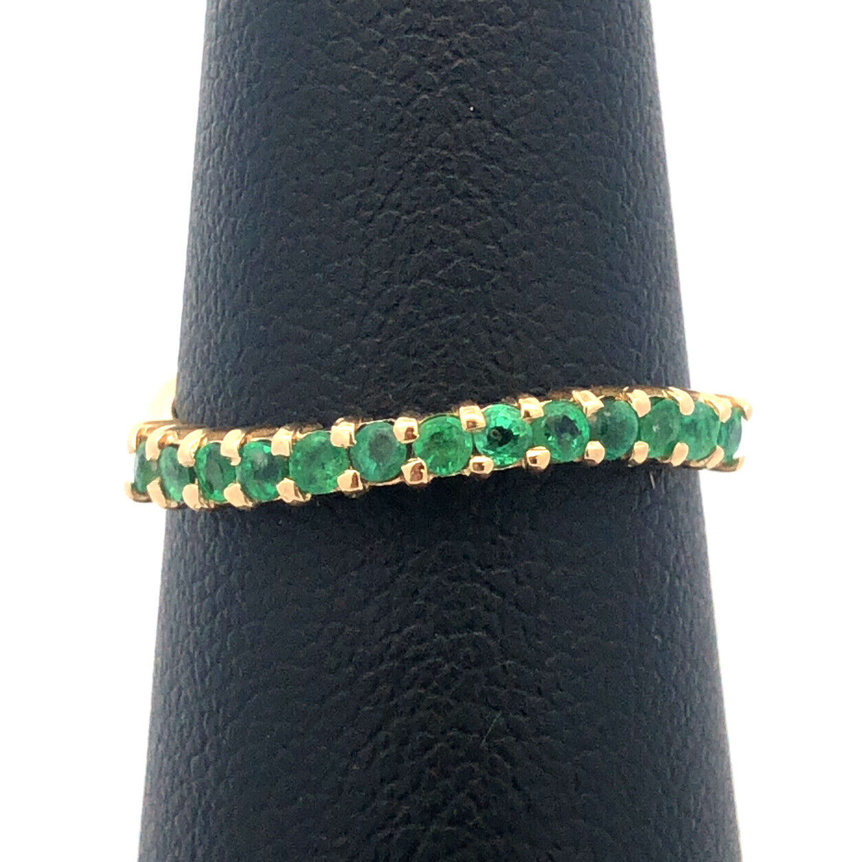 Designer 14K Yellow Gold Emerald Stackable Wave Band Ring