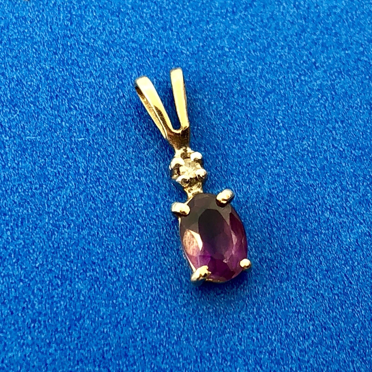 14k Yellow Gold Amethyst Diamond February Anniversary Occasion Pendant