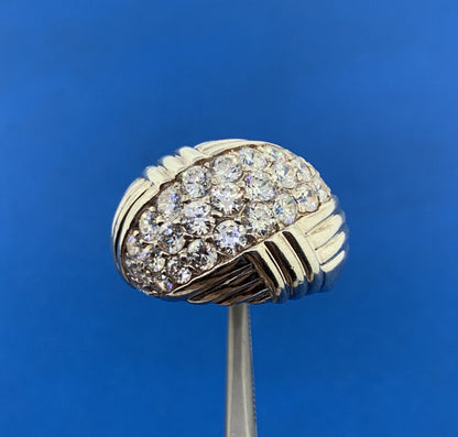 Designer Sterling Silver 925 Cubic Zirconia Tapered Statement Dome Ring