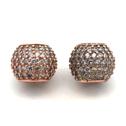 PANDORA 925 Sterling Silver Rose Gold Vermeil CZ Lights Ball 781051 Pave Charm
