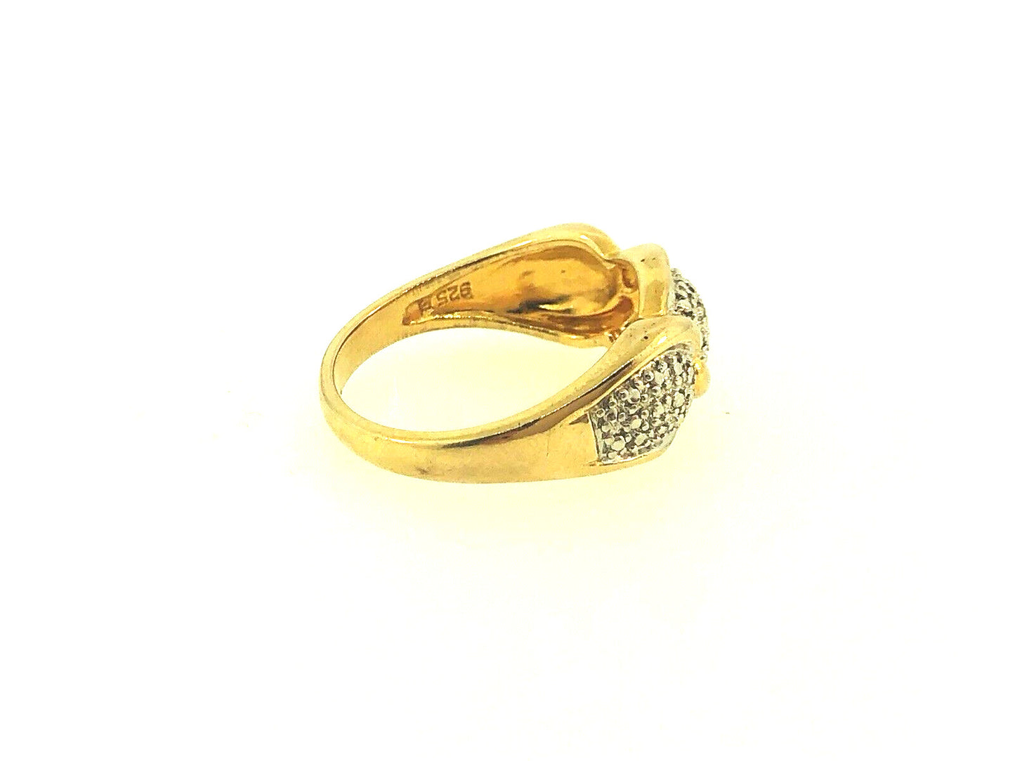 925 Sterling Silver Vermeil Diamond Illusion Statement Band Ring
