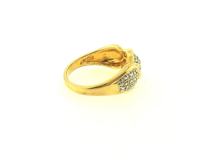 925 Sterling Silver Vermeil Diamond Illusion Statement Band Ring