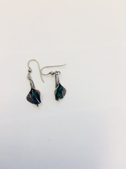 Artisan Sterling Silver 925 Maw Maw Sit Sit Calla Lily Drop Dangle Earrings