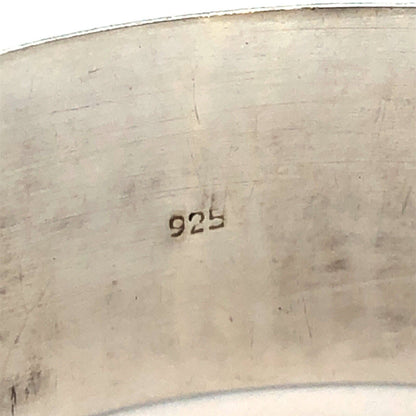 Vintage 925 Sterling Etched Engraved Vine Leaves Nature Hinged Bangle Bracelet