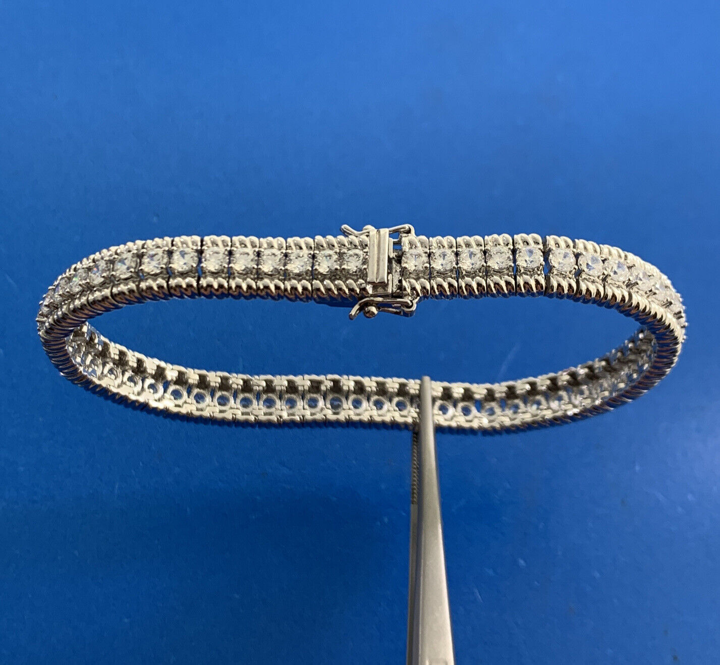 Designer 925 Sterling Silver Cubic Zirconia CZ Statement Tennis Bracelet