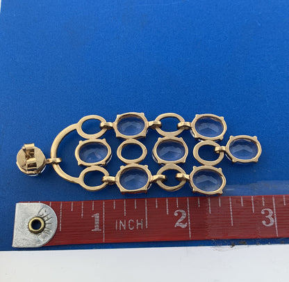Mid Century Designer Gold Tone Glass Chandelier Runway Quality Pierced Earrings