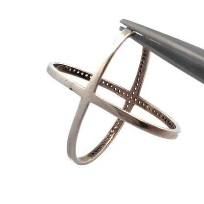 Designer 925 Sterling Silver Cubic Zirconia Criss Cross X Statement Ring