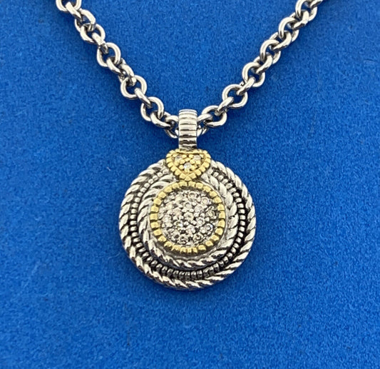 Judith Ripka JR 18K Gold Sterling Diamond Lenox Collection Enhancer w/Chain NWT