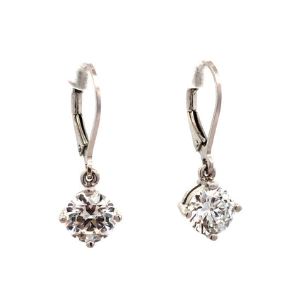 Designer JCM 25 Sterling Silver Round Diamonique Cubic Zirconia Dangle Earrings