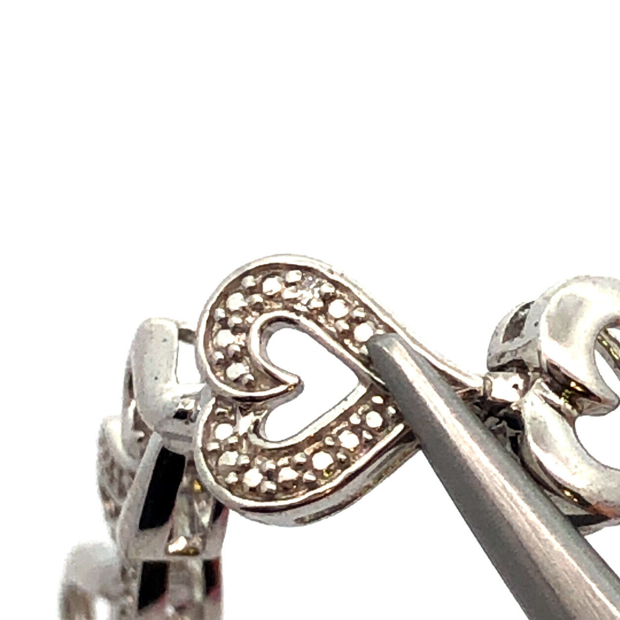 Designer 925 Sterling Silver Diamond Heart Anniversary Tennis Bracelet