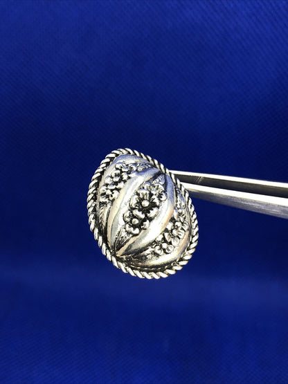 Taxco Mexico 925 Sterling Silver Chunky Teardrop Floral Stud Earrings