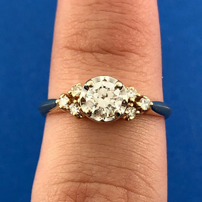Designer HDS 14K Yellow Gold Diamond Solitaire Accents Engagement Ring