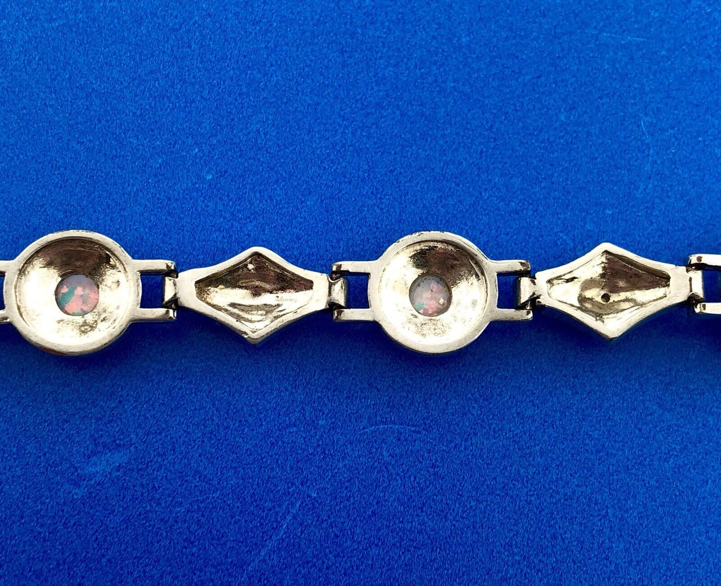Designer PAJ BR Silver Tone Fiery Opal Illusion Statement Panel Bracelet