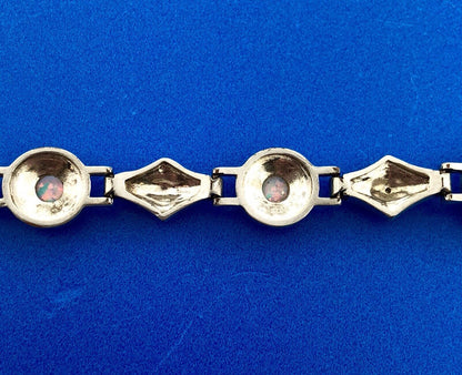 Designer PAJ BR Silver Tone Fiery Opal Illusion Statement Panel Bracelet