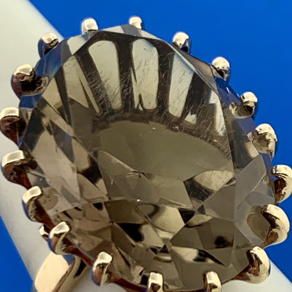 10K Yellow Gold Oval Smoky Quartz Statement Cocktail Ring