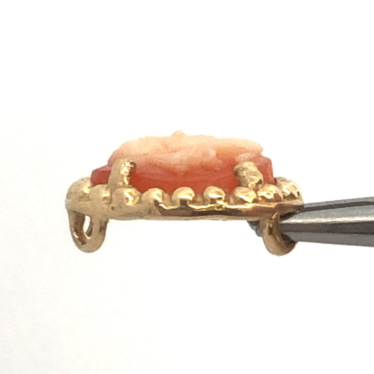 Designer 10K Yellow Gold Oval Carved Cameo Slide Bracelet Charm
