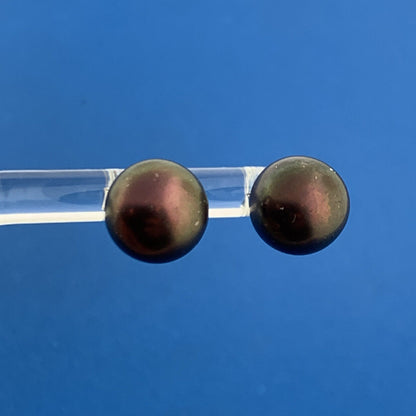 Designer 925 Sterling Silver Burgundy Wine Brown Pearl  10 mm Stud Earrings