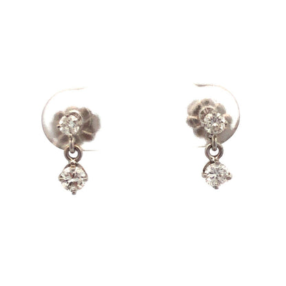 Designer SK 14K White Gold Round Diamond Dangle Charm Stud Earrings