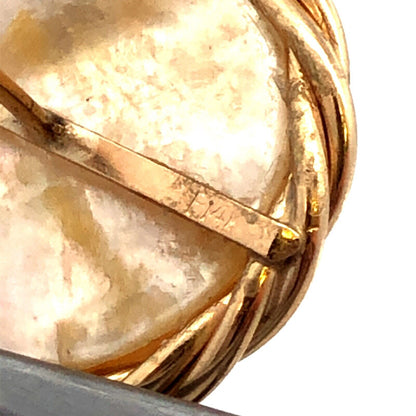 Estate 14K Yellow Gold Round Mabe Pearl Bird's Nest Statement Stud Earrings