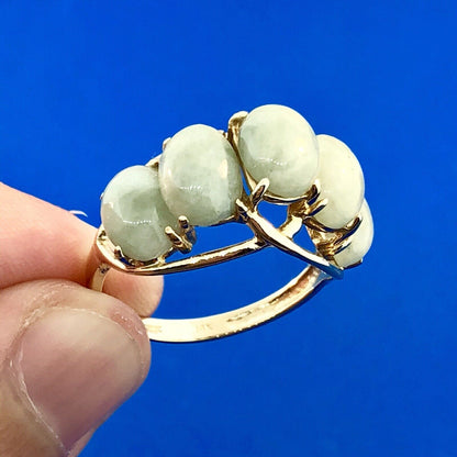 Vintage Designer SANUK 14K Yellow Gold Jade Jadeite Waterfall Dome Ring