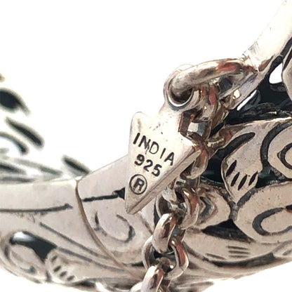 Silpada 925 Sterling Silver Vine Leaves Open Work Round Hinged Bangle Bracelet