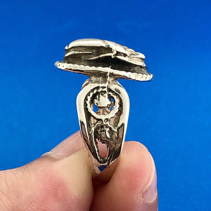 Estate Art Deco Art Nouveau European Marked Sterling Silver Scarab Ring