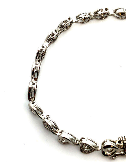 Designer 925 Sterling Silver Diamond Heart Anniversary Tennis Bracelet