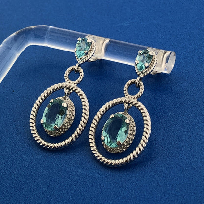 Designer Sterling Silver Blue Topaz December Anniversary Dangle Stud Earrings