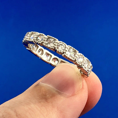 Gorgeous 925 Sterling Silver Cubic Zirconia CZ Infinity Anniversary Band Ring