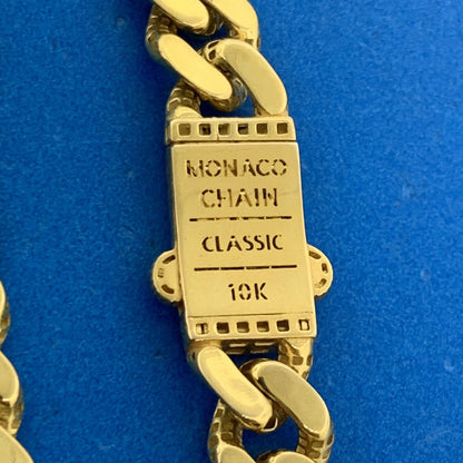 Monaco 10K Yellow White Gold Diamond Cut Miami Cuban Link 9mm Chain Bracelet
