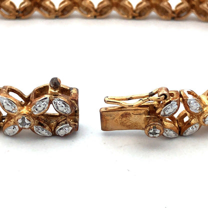 Designer 925 Sterling Silver Vermeil Gold Tone Diamond X And O Tennis Bracelet