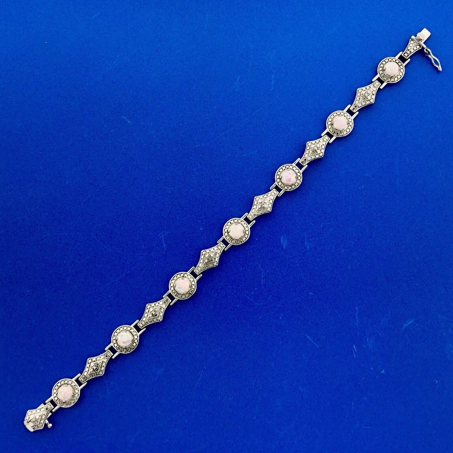 Designer PAJ BR Silver Tone Fiery Opal Illusion Statement Panel Bracelet