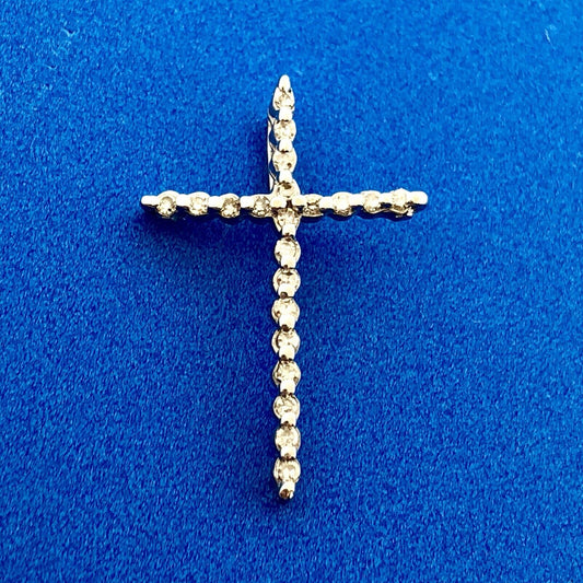 Designer 14K White Gold Pave Diamond Cross Easter Communion Cross Pendant