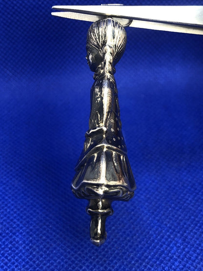 Vintage Designer RM Trush 1979 925 Sterling Silver 3D Girl in Dress Ornament