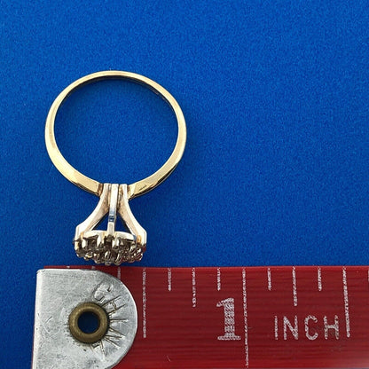 14K Yellow White Gold Diamond Floral Cluster Empire Anniversary Cocktail Ring