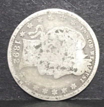 1892 P Silver Barber Quarter Better Key Date Philadelphia Coin Rare Scarce