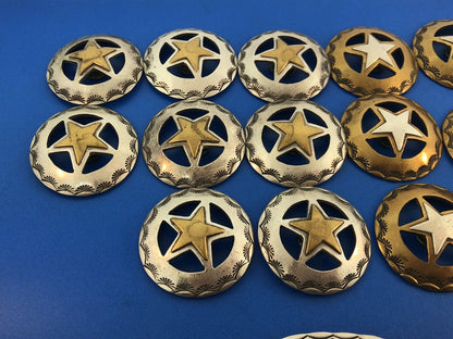 Southwestern Sterling Silver Brass Star Texas Star 23 Piece Rodeo Buckle Set