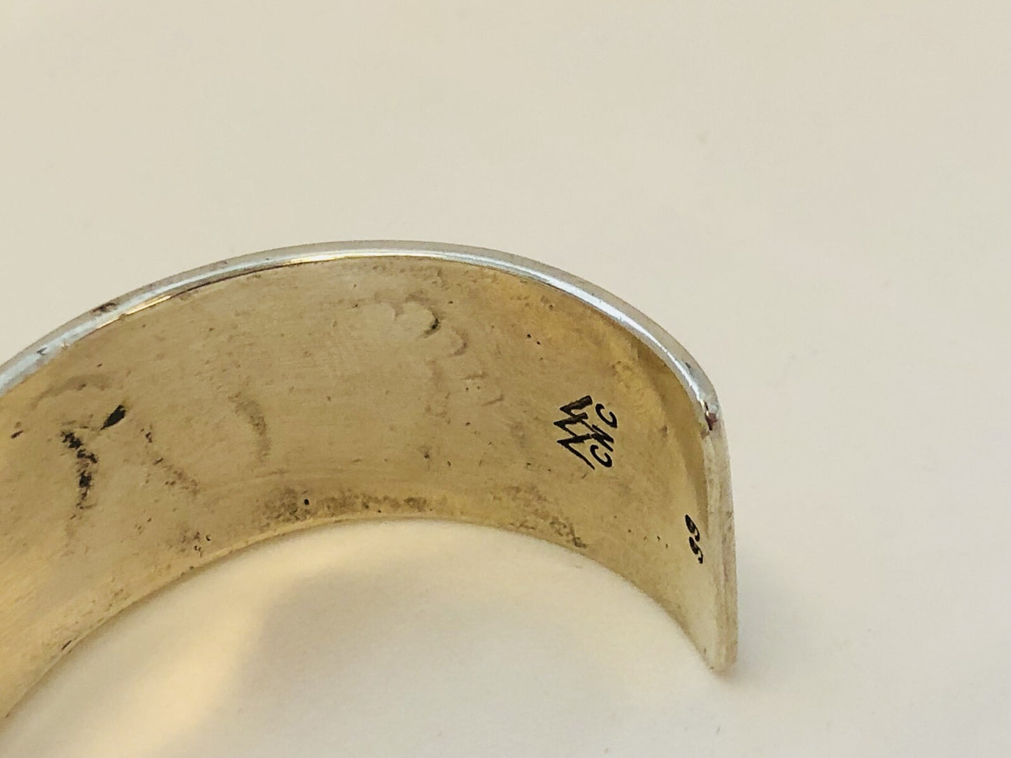 Vintage Native American Sterling Silver Overlay Wave Storyteller Cuff Bracelet