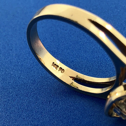 Retro 14K Yellow Gold Diamond Sapphire Opal Modernist Free Form Cocktail Ring