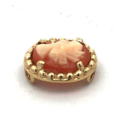 Designer 10K Yellow Gold Oval Carved Cameo Slide Bracelet Charm