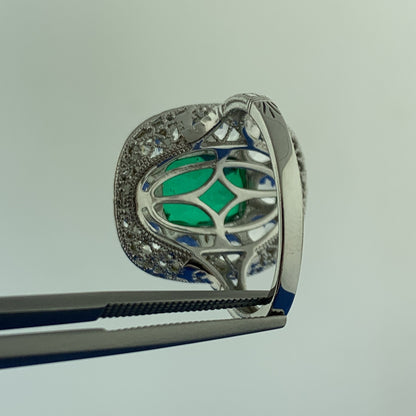 Clyde Duneier CID Sterling Silver Green Tourmaline White Amethyst Cocktail Ring
