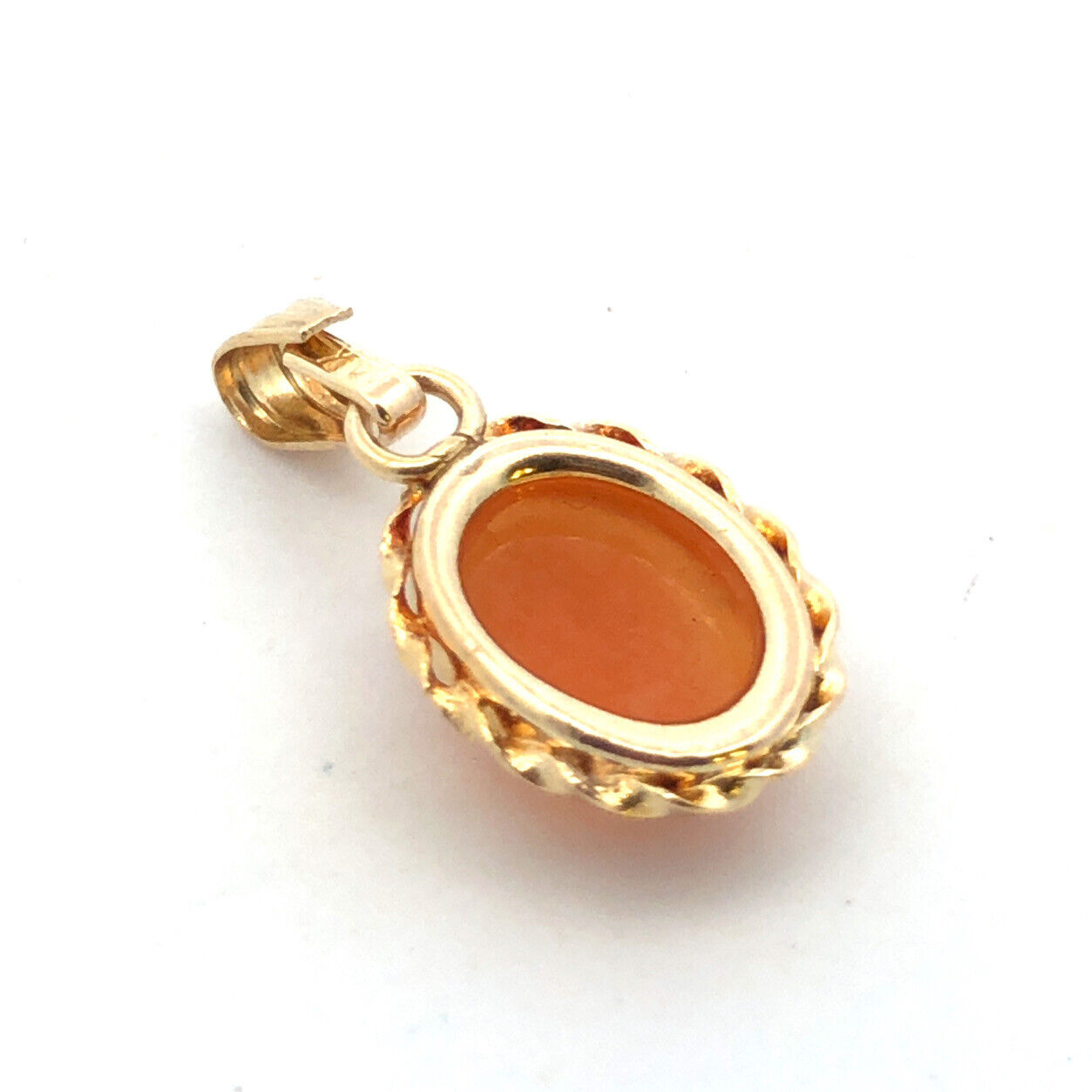 Vintage 14K Yellow Gold Oval Cameo Bust Petite Pendant