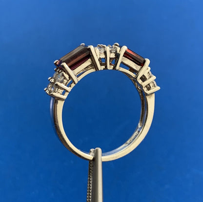 Designer 925 Sterling Silver Red White Tourmaline Stackable Band Ring