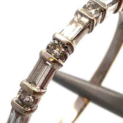 14K White Gold Round Baguette Diamond Wedding Anniversary Band Ring