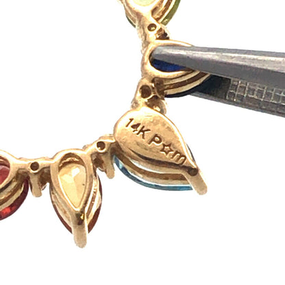 Designer 14K Yellow Gold Diamond Multi Gemstone Statement Dangle Drop Earrings