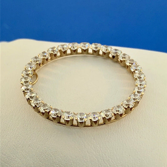 Designer 14K Yellow Gold Cubic Zirconia CZ Infinity Eternity Circle Pendant