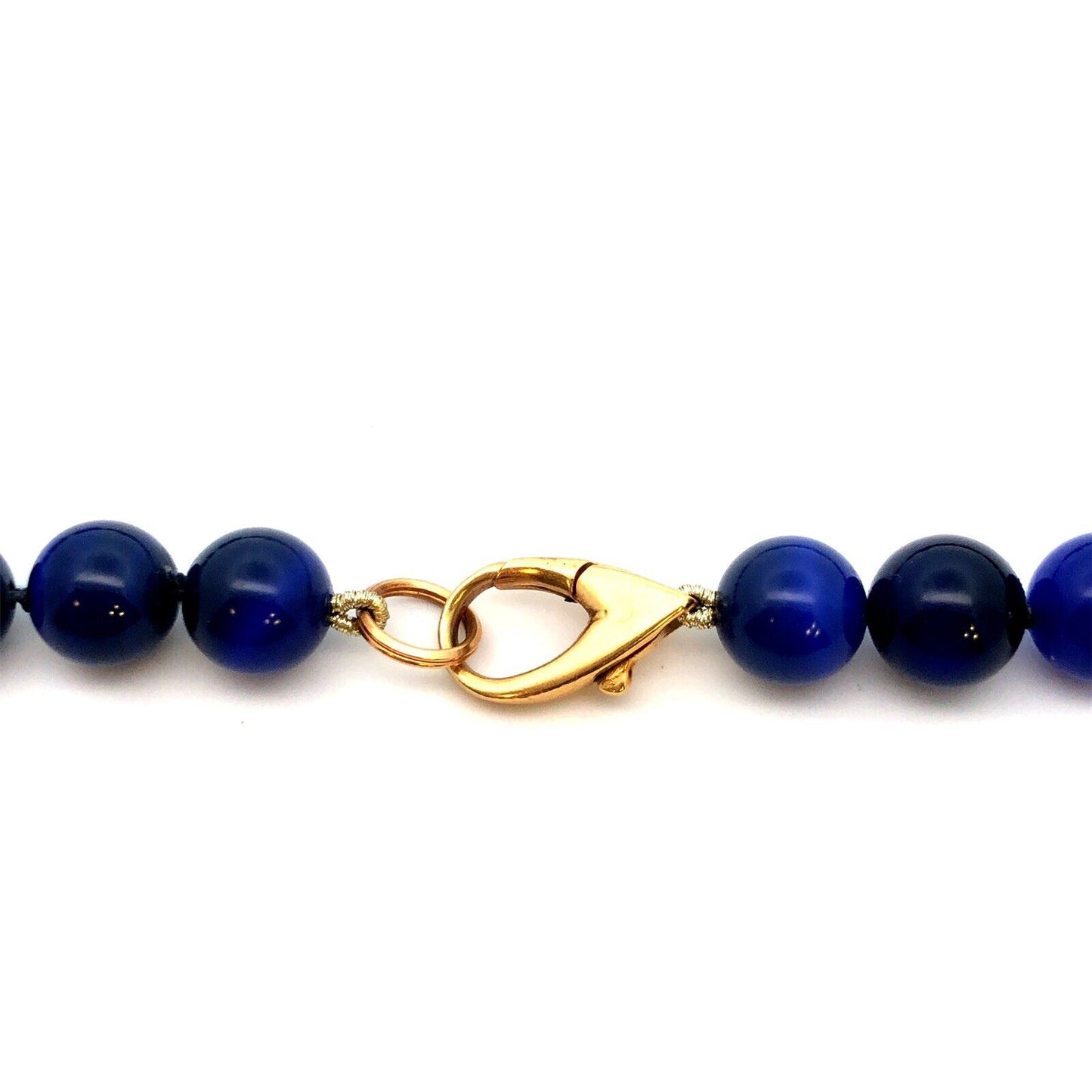 Vintage 14k Yellow Gold And Lapis Lazuli Beaded 38 Inch Statement Necklace