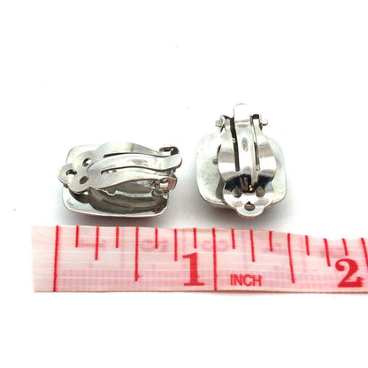 Designer Mexico Sterling Silver Brecciated Red Jasper Rectangle Clip Earrings